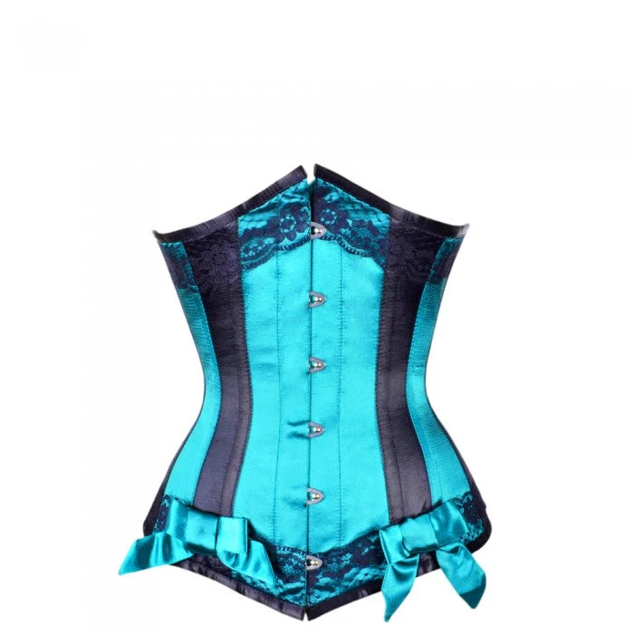 Supportive bustiers for large - busted womenDrake Turquoise Satin Underbust With Black Panels Supportive bustiers for large - busted womenDrake Turquoise Satin Underbust With Black Panels