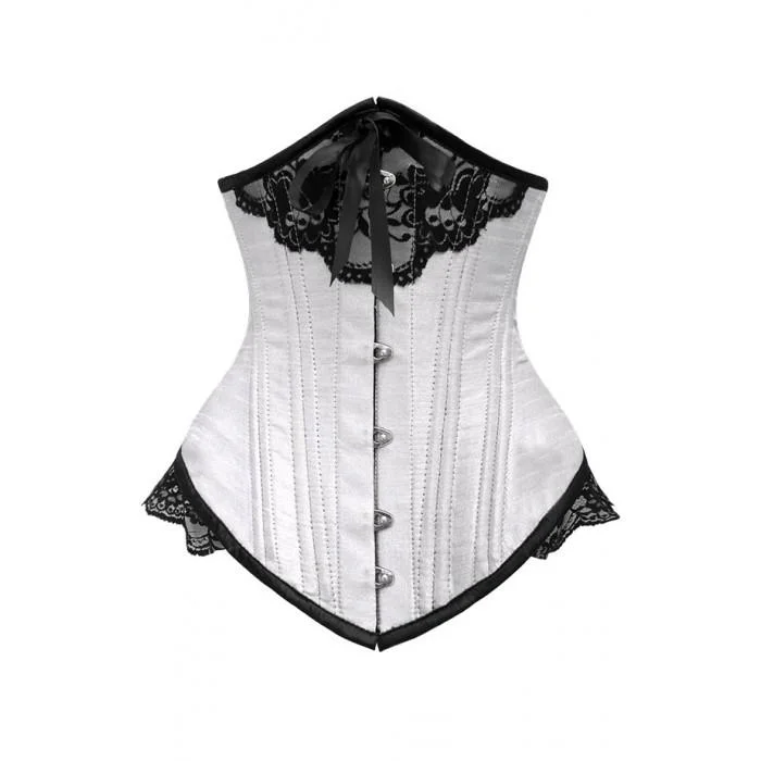 Animal - print bustiers for a wild and fierce styleMimi White Underbust With Black Bow And Lace Detail Animal - print bustiers for a wild and fierce styleMimi White Underbust With Black Bow And Lace Detail