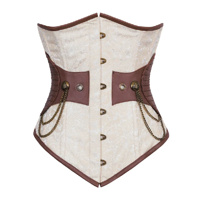 Retro - 1950s corsets with a cinched waistBarron Ivory Brocade Steampunk Underbust Corset Retro - 1950s corsets with a cinched waistBarron Ivory Brocade Steampunk Underbust Corset