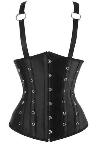 Floral - patterned corsets for a romantic and spring - like feelModric Black Satin Steam Grommets Underbust Corset Floral - patterned corsets for a romantic and spring - like feelModric Black Satin Steam Grommets Underbust Corset