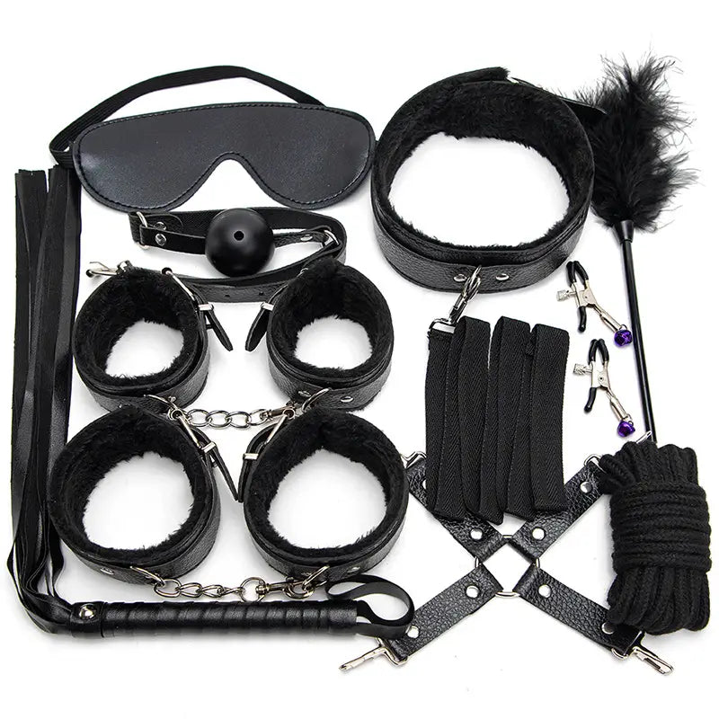 Affordable Lingerie for Women 10pcs Restraints Bondage Set Black