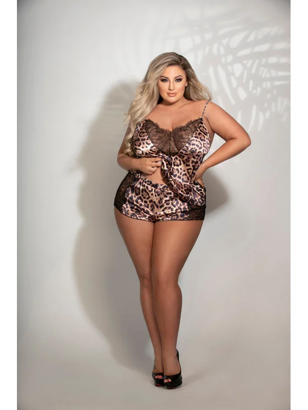 Women's Silk Lingerie Sets Two Piece Leopard Print Satin and Lace Cami And Tap Short Set STM-11271X-Leopard-3X/4X Women's Silk Lingerie Sets Two Piece Leopard Print Satin and Lace Cami And Tap Short Set STM-11271X-Leopard-3X/4X