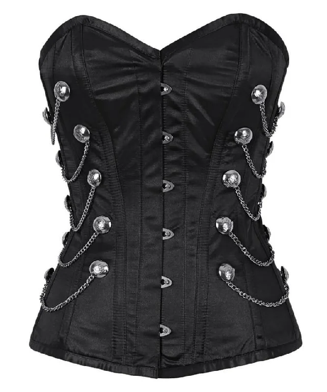 Vintage - style women's bustiers with lace and bowsLowndes Steel Boned Overbust Black Corset with Chains Vintage - style women's bustiers with lace and bowsLowndes Steel Boned Overbust Black Corset with Chains