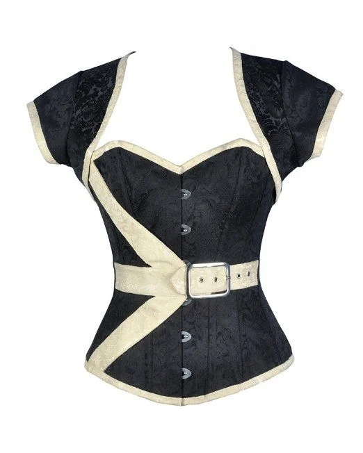 Striped corsets for a preppy and nautical vibeMatic Black & Ivory Brocade Overbust Corset With Jacket Striped corsets for a preppy and nautical vibeMatic Black & Ivory Brocade Overbust Corset With Jacket