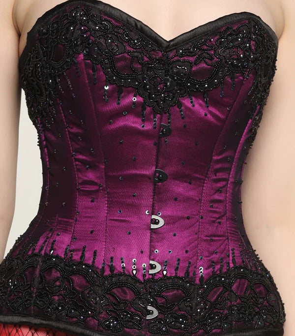 Leather bustiers for a bold and edgy look.Your Majesty Beaded Overbust Corset in Magenta Leather bustiers for a bold and edgy look.Your Majesty Beaded Overbust Corset in Magenta