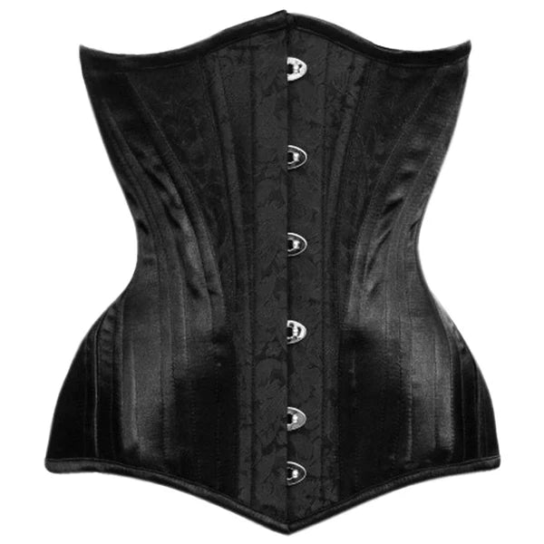 Victorian - era corsets with intricate boning detailsKarissa's Kiss Longline Brocade & Satin Underbust Corset in Black Victorian - era corsets with intricate boning detailsKarissa's Kiss Longline Brocade & Satin Underbust Corset in Black