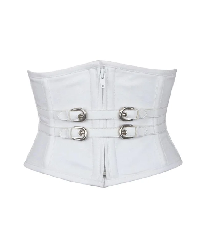 Floral - patterned corsets for a romantic and spring - like feelAedrre White Waist Cincher Underbust Corset in 100% Cotton Floral - patterned corsets for a romantic and spring - like feelAedrre White Waist Cincher Underbust Corset in 100% Cotton