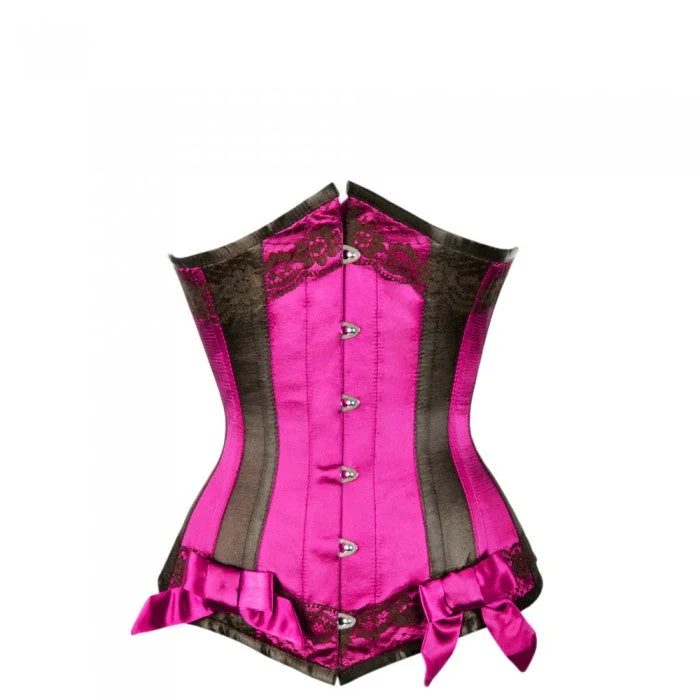 Leather bustiers for a bold and edgy lookDracy Magenta Satin Underbust With Black Panels Leather bustiers for a bold and edgy lookDracy Magenta Satin Underbust With Black Panels