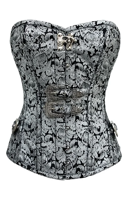 Floral - patterned corsets for a romantic and spring - like feelJames Brocade Overbust Corset black with buckles Floral - patterned corsets for a romantic and spring - like feelJames Brocade Overbust Corset black with buckles