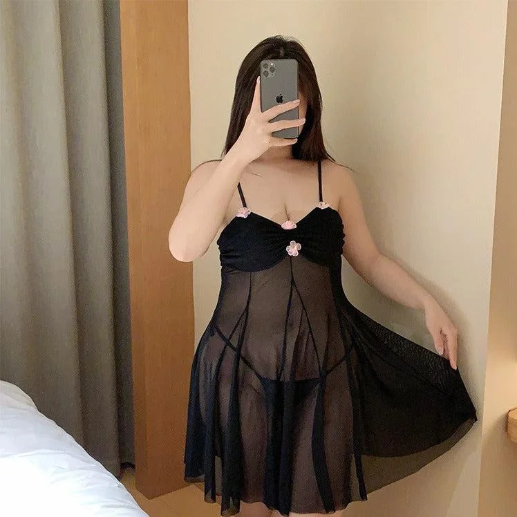 Women's Thermal Lingerie for Cold Weather Plus Size Sheer Mesh Babydoll Lingerie