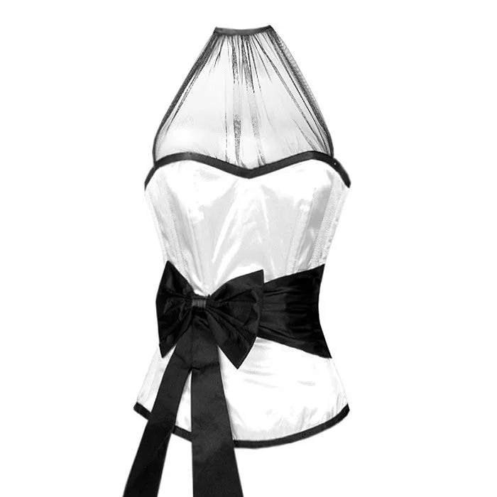 White bustiers for a pure and innocent aestheticLuiz White Corset With Black Sash Bow White bustiers for a pure and innocent aestheticLuiz White Corset With Black Sash Bow