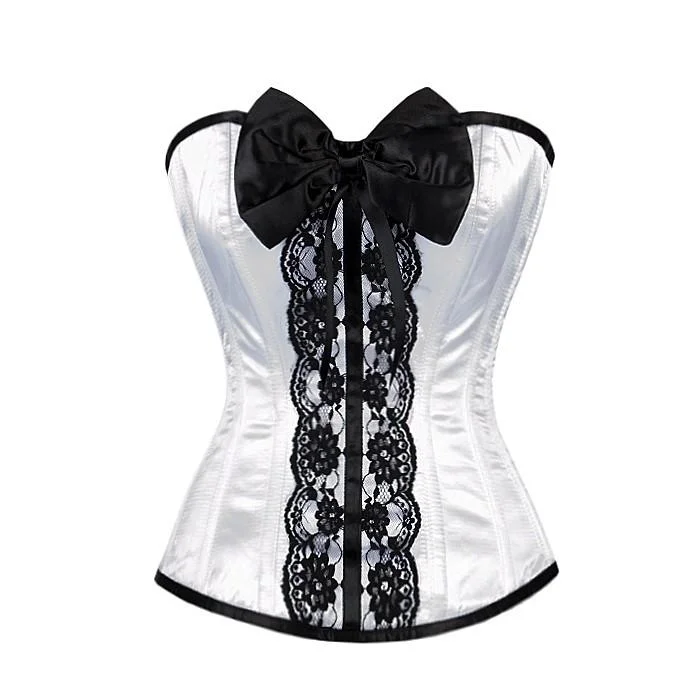 White bustiers for a pure and innocent aestheticHazard White Corset With Pretty Lace Embellished Steel Corset White bustiers for a pure and innocent aestheticHazard White Corset With Pretty Lace Embellished Steel Corset