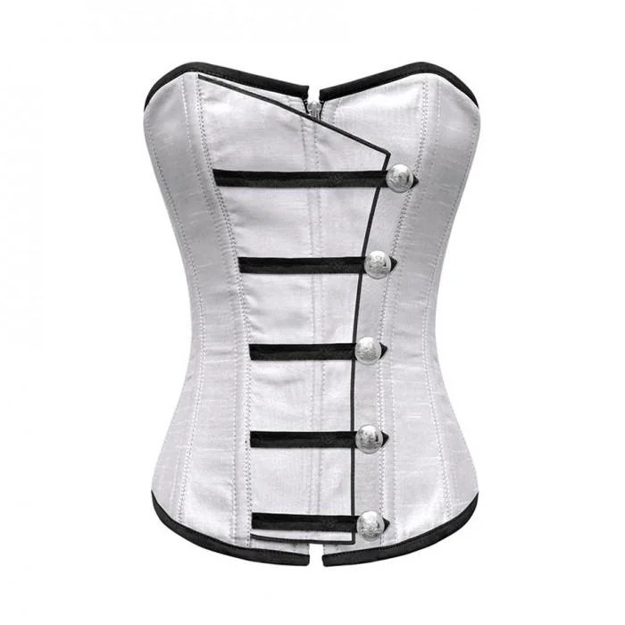 Removable - boning corsets for easy cleaningJamiee White Corset With Button Down Placket Removable - boning corsets for easy cleaningJamiee White Corset With Button Down Placket