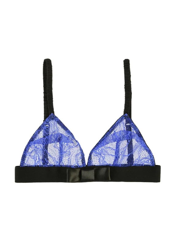 Women's Satin Sleepwear Lingerie Silvia Triangle Bra - Electric Blue