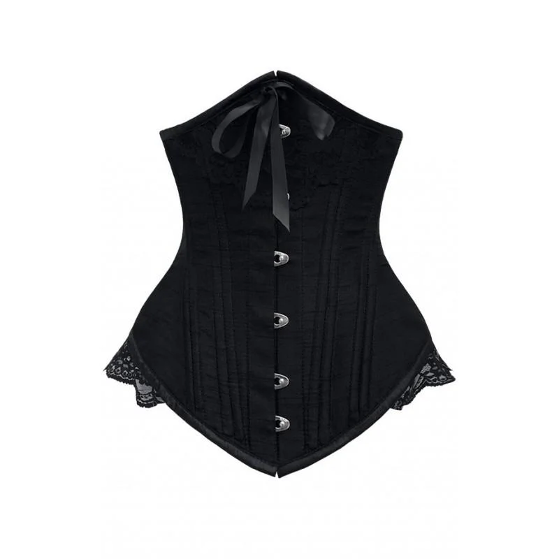 Polka - dot bustiers for a fun and retro appearanceCurran Black Underbust With Black Bow And Lace Detail Polka - dot bustiers for a fun and retro appearanceCurran Black Underbust With Black Bow And Lace Detail