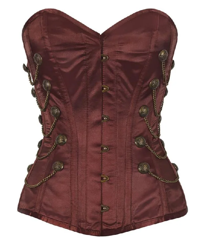 Waist - training corsets for long - term figure shapingMarian Steel Boned Overbust Brown Corset with Chains Waist - training corsets for long - term figure shapingMarian Steel Boned Overbust Brown Corset with Chains