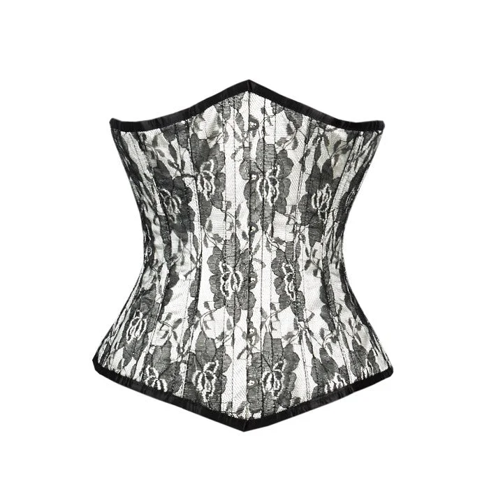 Geometric - printed bustiers for a modern and trendy lookPhilipe White Net Overlay Underbust Corset Geometric - printed bustiers for a modern and trendy lookPhilipe White Net Overlay Underbust Corset