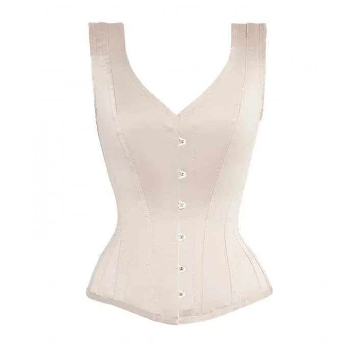 Bohemian - style corsets with tassels and embroideryAlfred Overbust Ivory Steel Boned Corset Bohemian - style corsets with tassels and embroideryAlfred Overbust Ivory Steel Boned Corset