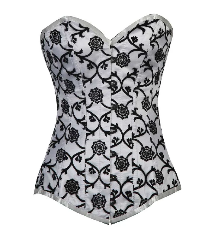 Modern - design corsets with a minimalist aestheticEB-9051 WHITE SATIN CHAKRI FLOCKING Modern - design corsets with a minimalist aestheticEB-9051 WHITE SATIN CHAKRI FLOCKING