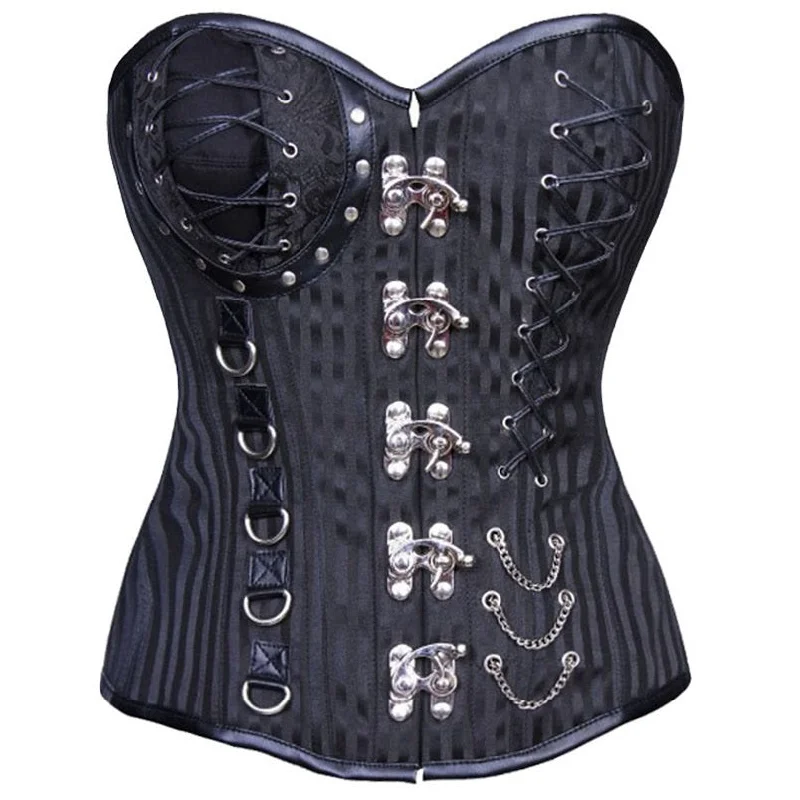Animal - print bustiers for a wild and fierce styleLozano Gothic Overbust Corset With Buckle Details Animal - print bustiers for a wild and fierce styleLozano Gothic Overbust Corset With Buckle Details
