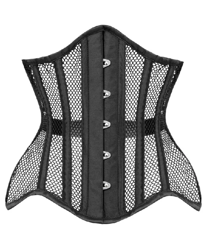 Satin corsets with a shiny and elegant finishRichele Black Underbust Mesh Curvy Corset Satin corsets with a shiny and elegant finishRichele Black Underbust Mesh Curvy Corset
