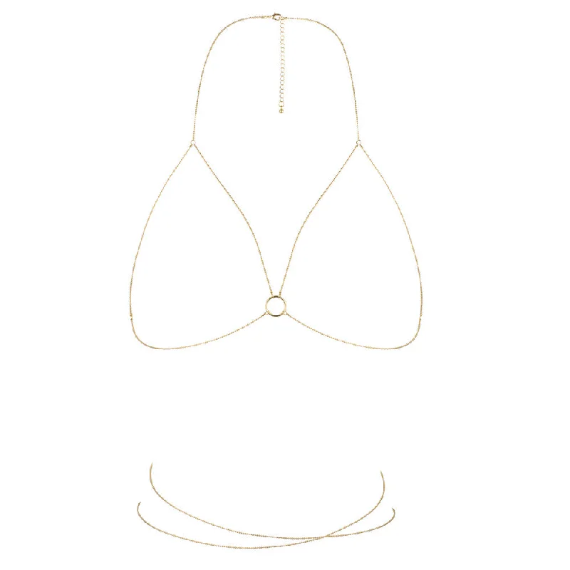 Lingerie Gift Sets for Women Bijoux Indiscrets Magnifique Bra Chain Gold