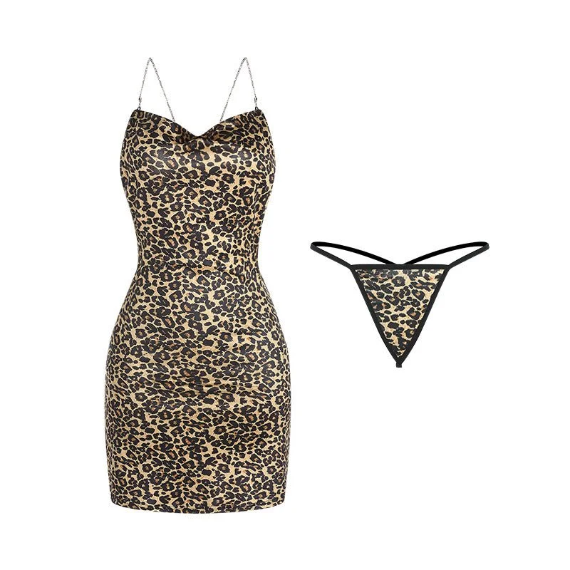 Plus Size Lace Lingerie for Women Zaria Leopard Printed Backless Lingerie