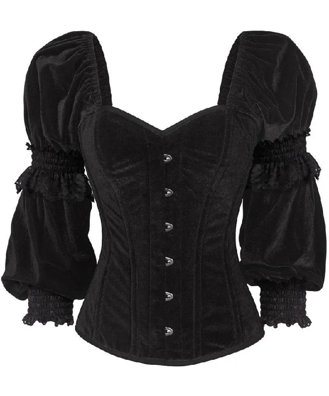 Supportive bustiers for large - busted womenDybala Gothic Overbust Black Corset with Attached Sleeve Supportive bustiers for large - busted womenDybala Gothic Overbust Black Corset with Attached Sleeve