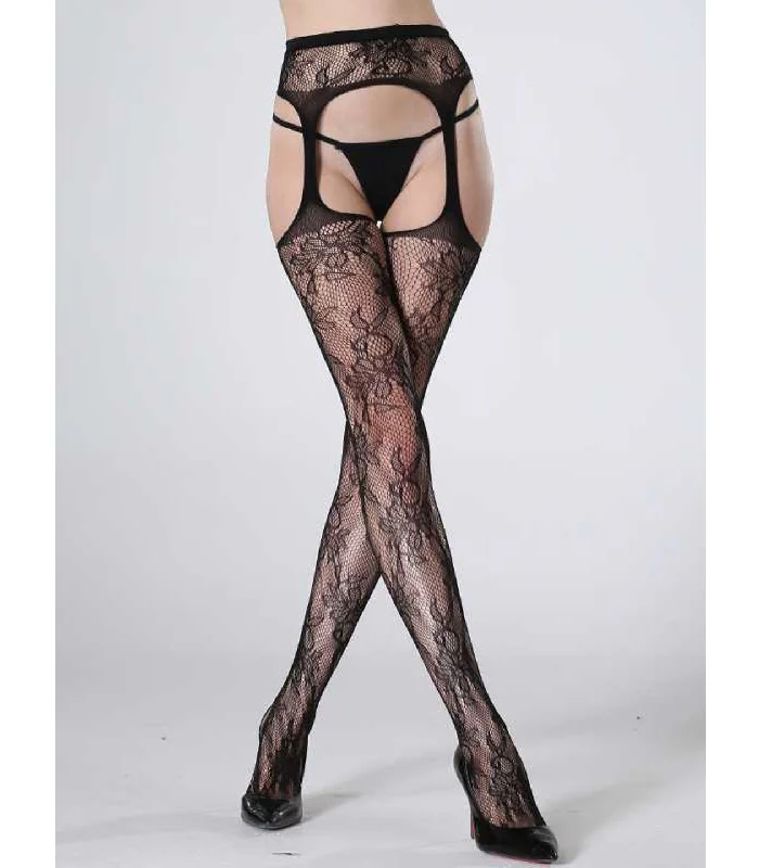 Women's Opaque TightsCindy Love Lingerie Fishnet Thigh High Stockings with Attached Garter Black 40123 Women's Opaque TightsCindy Love Lingerie Fishnet Thigh High Stockings with Attached Garter Black 40123