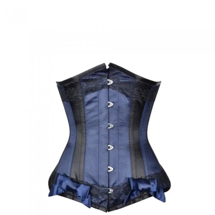 Posture - correcting bustiers for better spinal alignmentRiberio Blue Satin Underbust With Black Panels Posture - correcting bustiers for better spinal alignmentRiberio Blue Satin Underbust With Black Panels