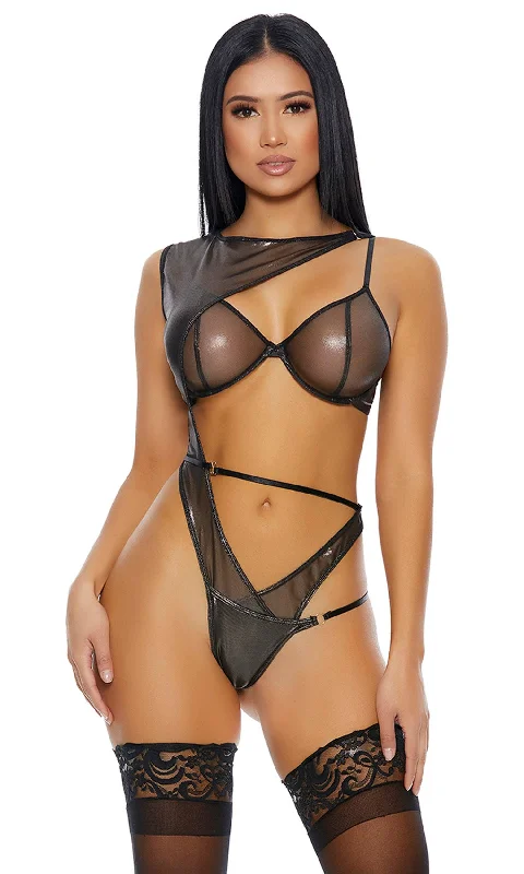 Women's Maternity Lingerie Let's Be Sheer Metallic Mesh Teddy
