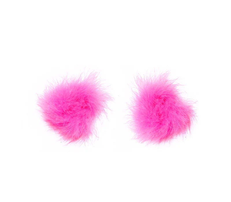 Women's Bridal Lingerie Collection Love in Leather Burlesque Series Round Marabou Fluff Reusable Nipple Pasties Pink Fluffy Pasties Women's Bridal Lingerie Collection Love in Leather Burlesque Series Round Marabou Fluff Reusable Nipple Pasties Pink Fluffy Pasties
