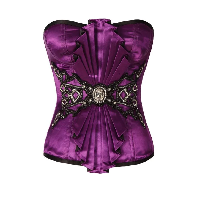 Retro - 1950s corsets with a cinched waistKyalin Purple Satin Overbust Couture Corset Retro - 1950s corsets with a cinched waistKyalin Purple Satin Overbust Couture Corset