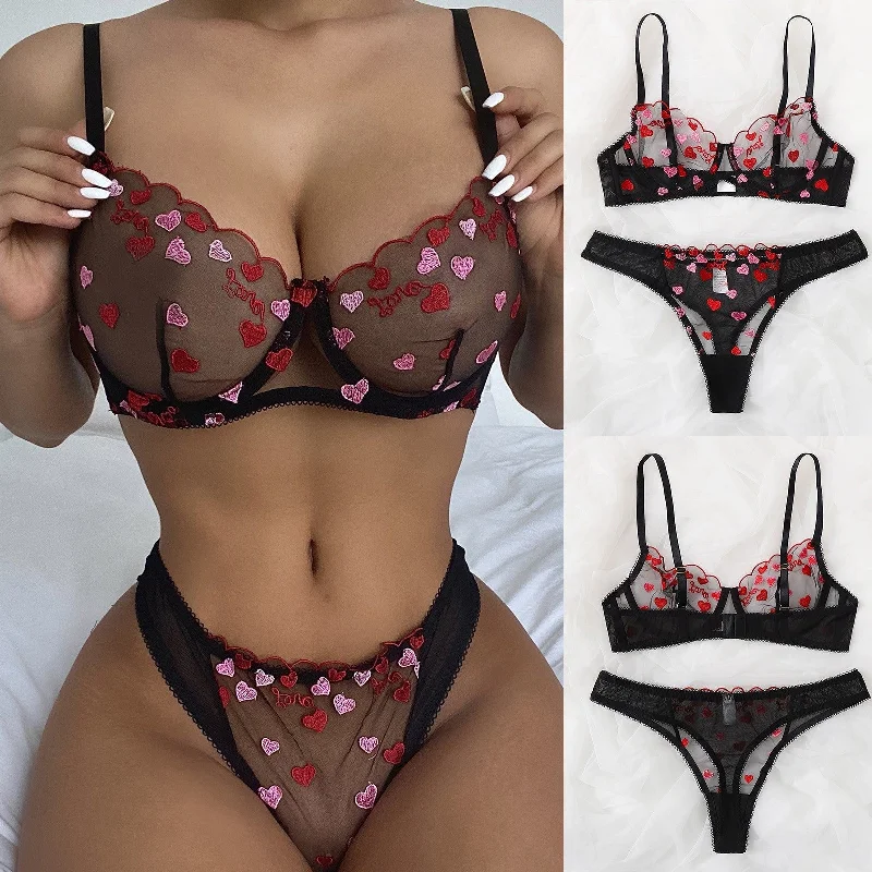 Eco-Friendly Organic Lingerie for Women Charlotte Two Piece Valentine Lingerie