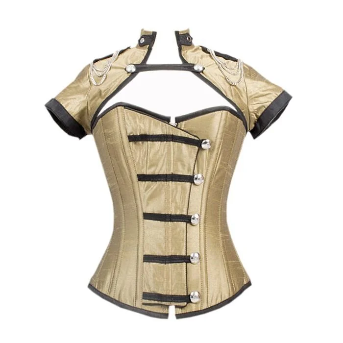 Victorian - era corsets with intricate boning detailsHugo Gold Button Down Corset And Matching Jacket Victorian - era corsets with intricate boning detailsHugo Gold Button Down Corset And Matching Jacket