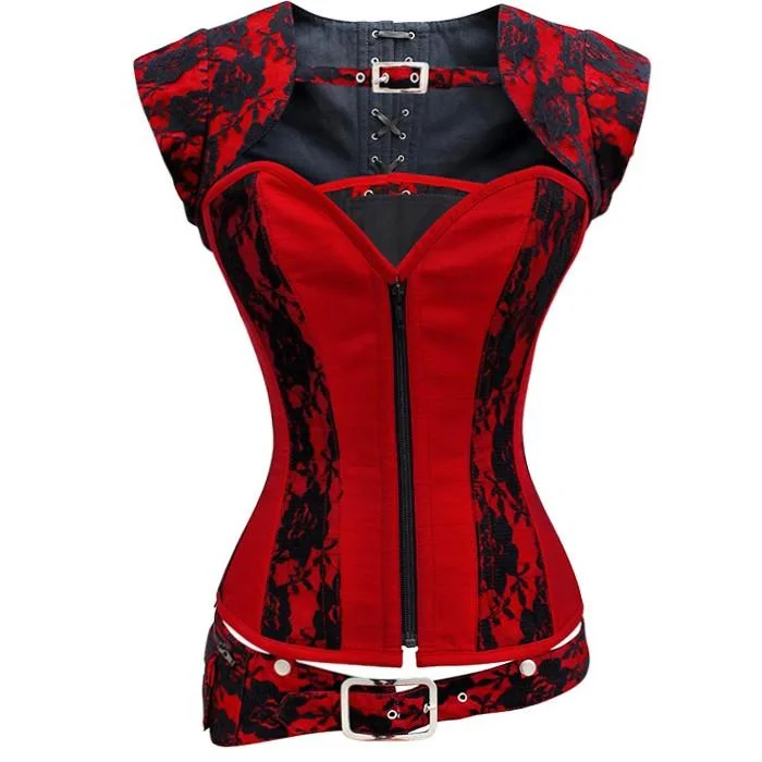 French - style bustiers for a romantic lookRedmond Red Corset With Detachable Belt And Jacket French - style bustiers for a romantic lookRedmond Red Corset With Detachable Belt And Jacket