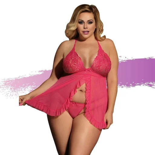 Eco-Friendly Organic Lingerie for Women Ashella Lingerie Samantha Queen Babydoll & G-String Pink Eco-Friendly Organic Lingerie for Women Ashella Lingerie Samantha Queen Babydoll & G-String Pink