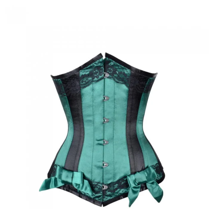 Velvet bustiers for a soft and plush feelLou Green Satin Underbust With Black Panels Velvet bustiers for a soft and plush feelLou Green Satin Underbust With Black Panels