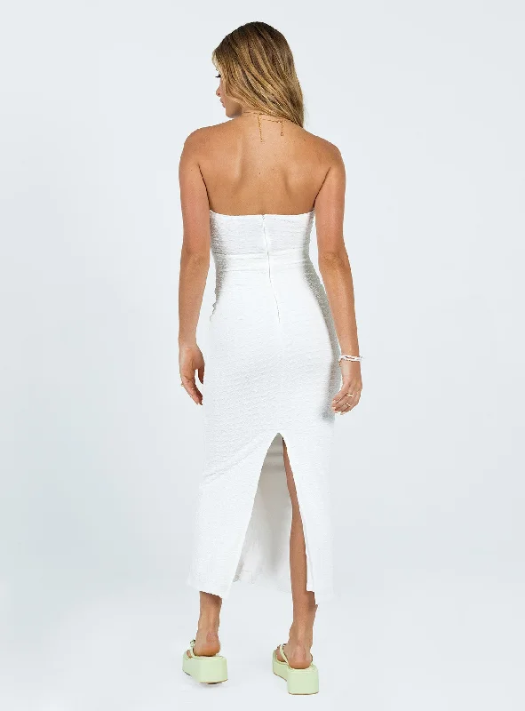 Talena Strapless Midi Dress White