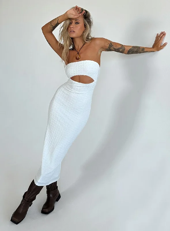 Talena Strapless Midi Dress White