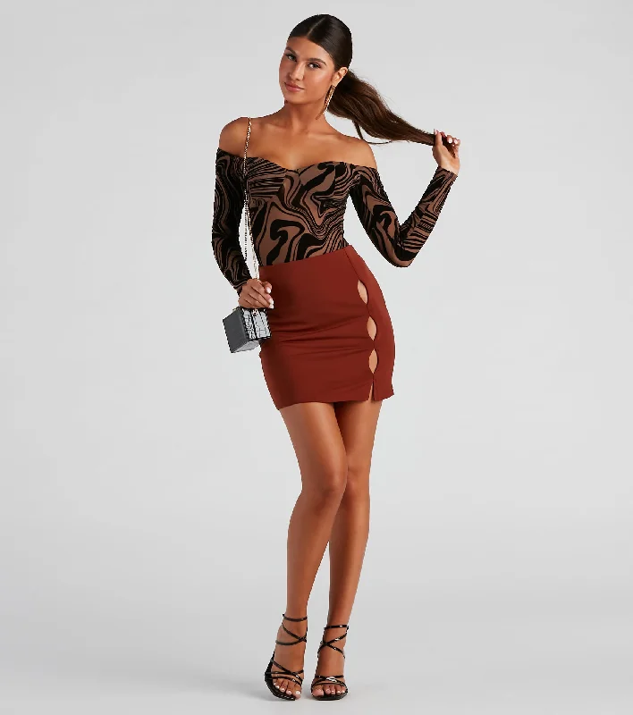 Slit Attraction Cutout Mini Skirt