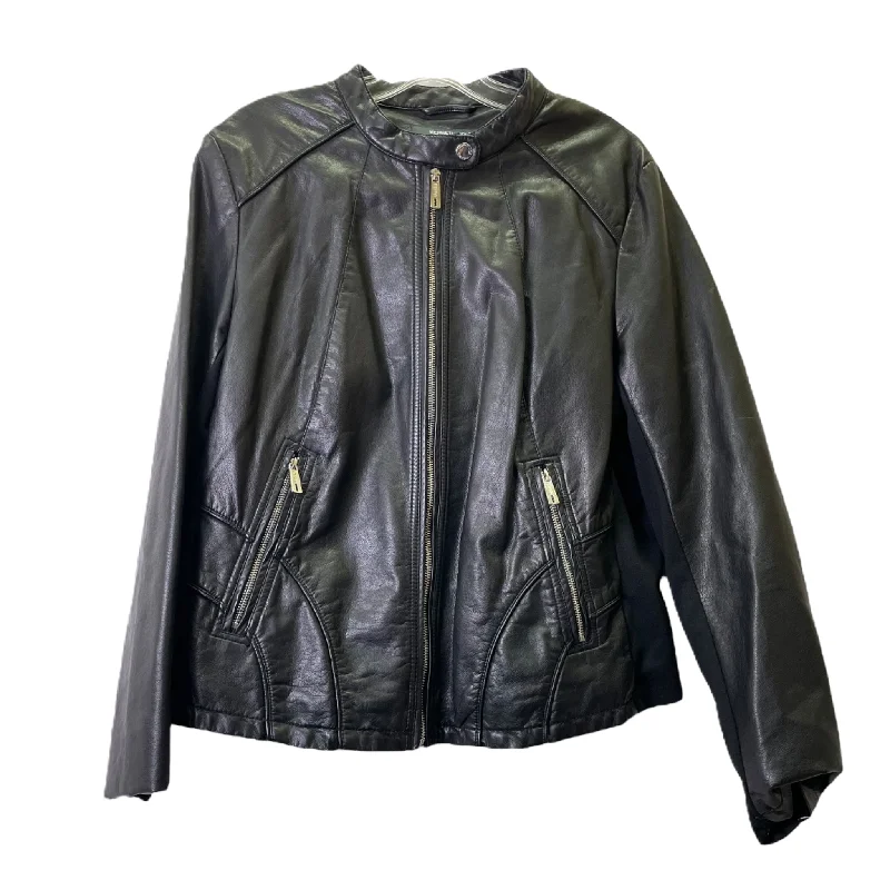 Black Jacket Moto Leather By Kenneth Cole Reaction, Size: Xl