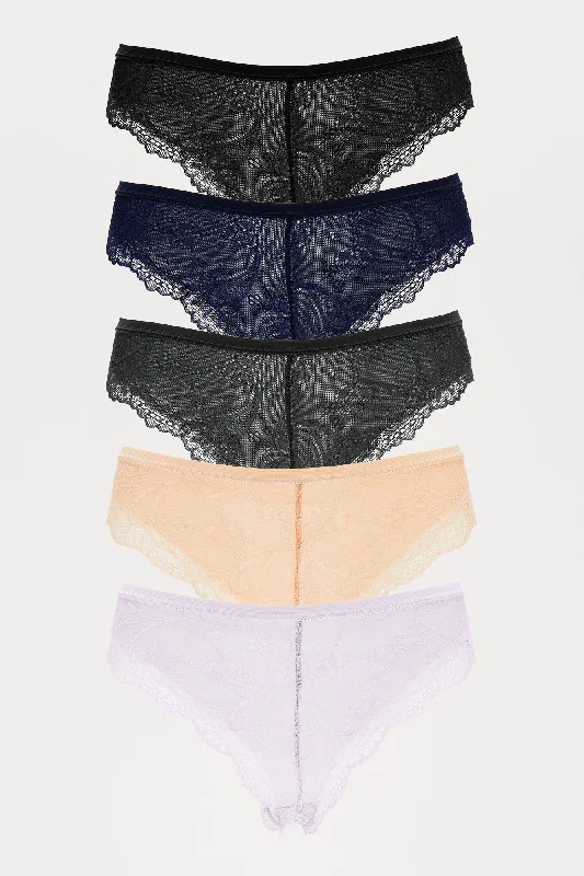 Always Ready Lace 5 Pack Panties - Navy/combo