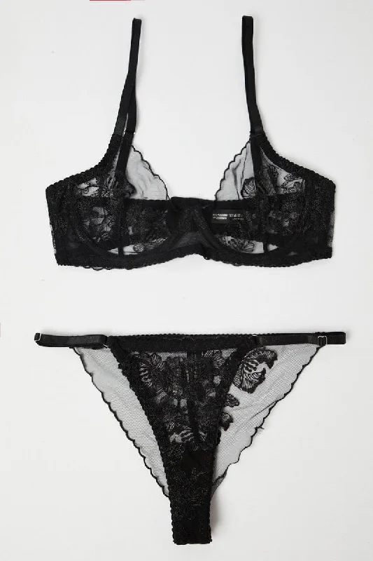 Black Embroidery Lingerie Set