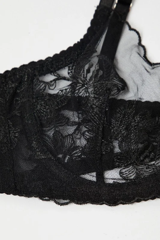 Black Embroidery Lingerie Set