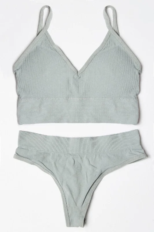 Grey Seamless Lingerie Set