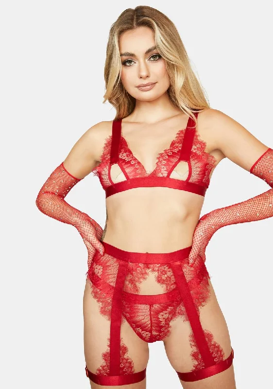 Janet Lace Three Piece Lingerie Set