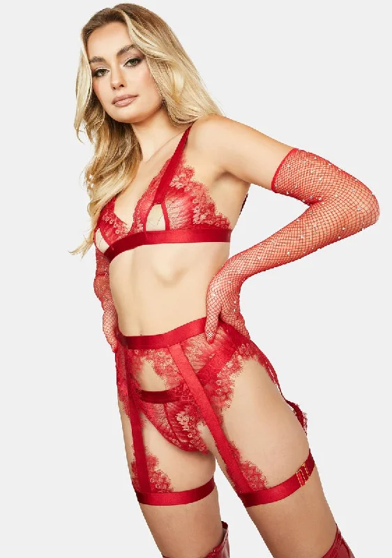 Janet Lace Three Piece Lingerie Set