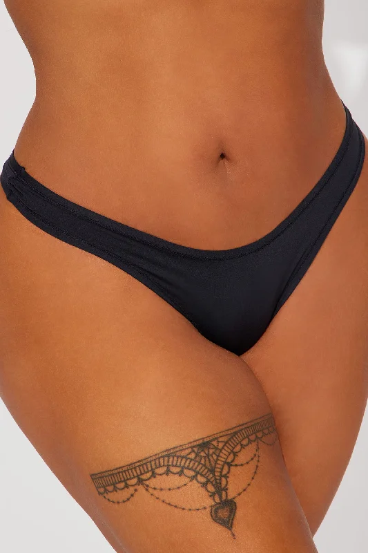 Light As A Feather Microfiber Thong Panty - Black