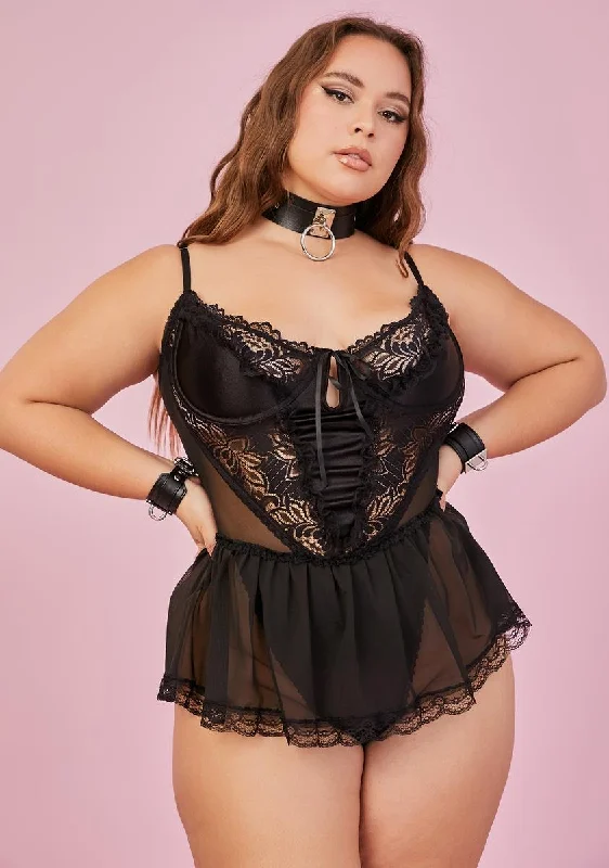 Lux Noir Spoiled But Not Rotten Lace Teddy